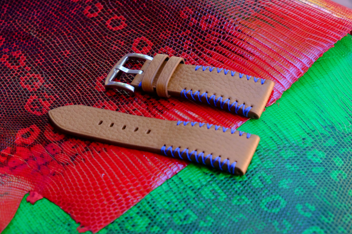 BESPOKE GENUINE BROWN TOGO COW LEATHER WATCH STRAP HDLE44