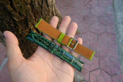 BESPOKE GENUINE DARK GREEN CROCODILE A LEATHER WATCH STRAP HDOS24