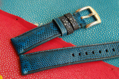 BESPOKE BLUE GENUINE LIZARD LEATHER WATCH STRAP HDLZ08