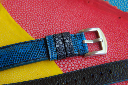 BESPOKE BLUE GENUINE LIZARD LEATHER WATCH STRAP HDLZ08