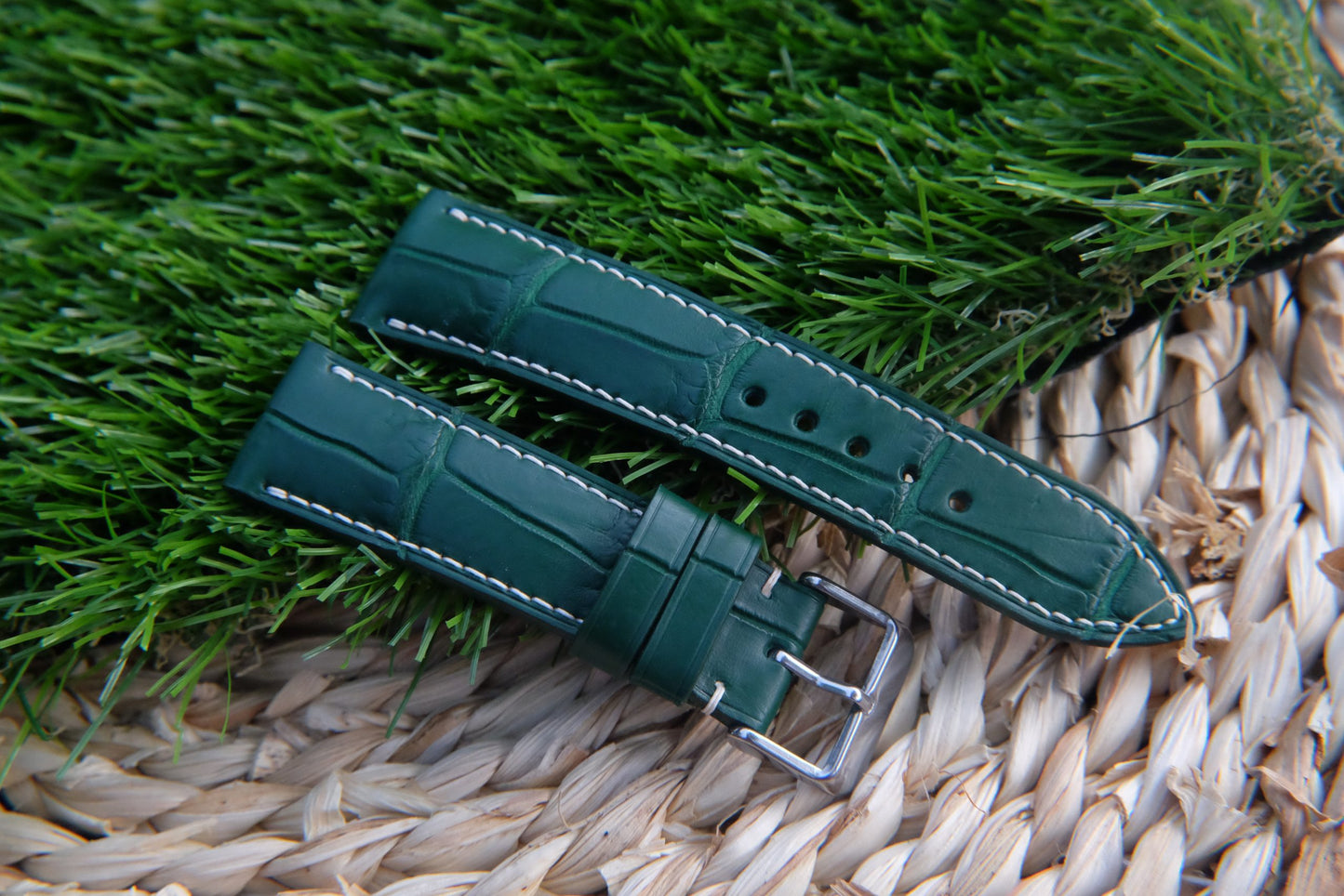 BESPOKE GENUINE GREEN CROCODILE SKIN LEATHER STRAP HDCS81