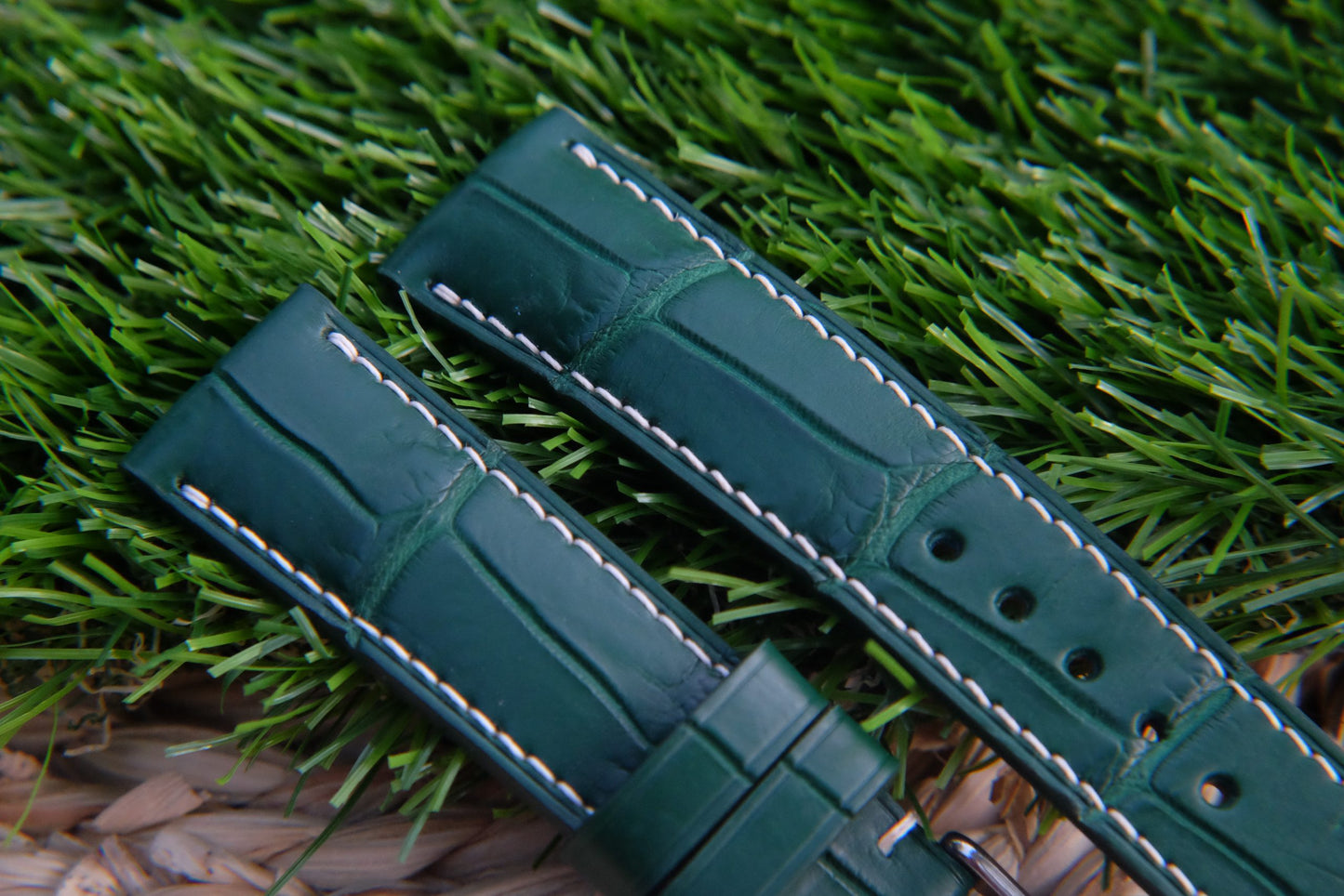 BESPOKE GENUINE GREEN CROCODILE SKIN LEATHER STRAP HDCS81