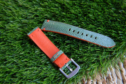 BESPOKE GENUINE WITHOUT PEARL GREEN STINGRAY LEATHER WATCH STRAP HDST52