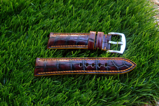 BESPOKE GENUINE BROWN CROCODILE SKIN LEATHER STRAP HDCS86