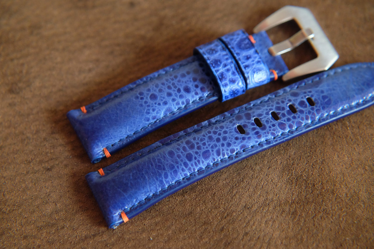 BESPOKE GENUINE BLUE TOAD LEATHER WATCH STRAP HDLE45