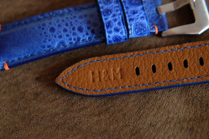 BESPOKE GENUINE BLUE TOAD LEATHER WATCH STRAP HDLE45