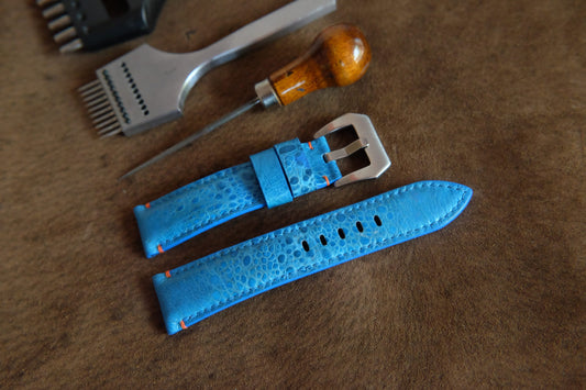 BESPOKE GENUINE LIGHTER BLUE TOAD LEATHER WATCH STRAP HDLE46