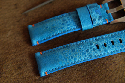 BESPOKE GENUINE LIGHTER BLUE TOAD LEATHER WATCH STRAP HDLE46