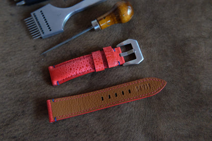 BESPOKE GENUINE RED TODD LEATHER WATCH STRAP HDLE47