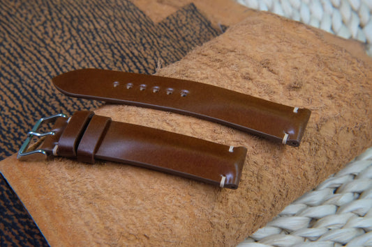 BESPOKE GENUINE BROWN SHELL CORDOVAN LEATHER WATCH STRAP HDSC01