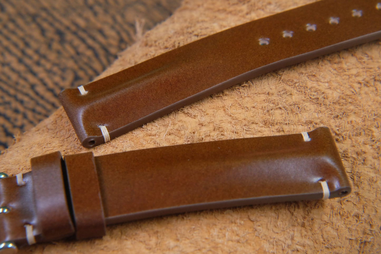 BESPOKE GENUINE BROWN SHELL CORDOVAN LEATHER WATCH STRAP HDSC01