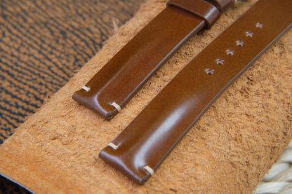 BESPOKE GENUINE BROWN SHELL CORDOVAN LEATHER WATCH STRAP HDSC01