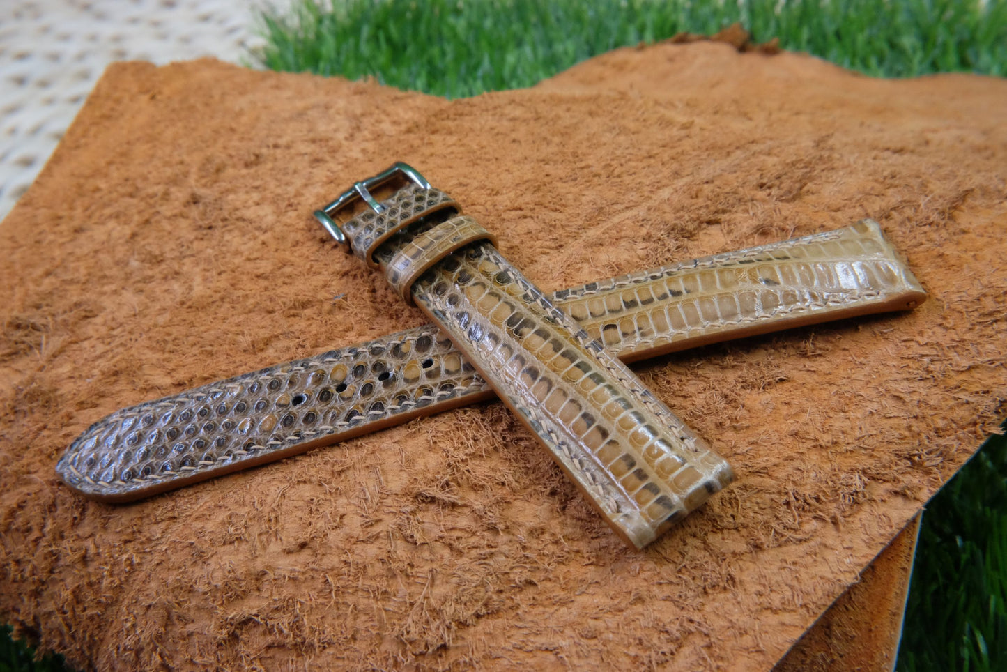 BESPOKE BROWN GENUINE LIZARD LEATHER WATCH STRAP HDLZ15