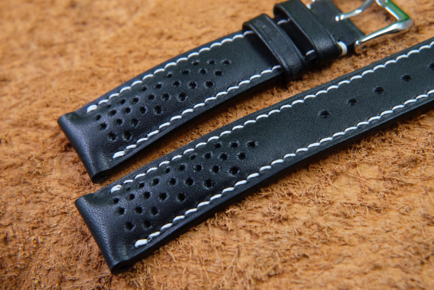 BESPOKE GENUINE BLACK COW LEATHER WATCH STRAP HDLE21