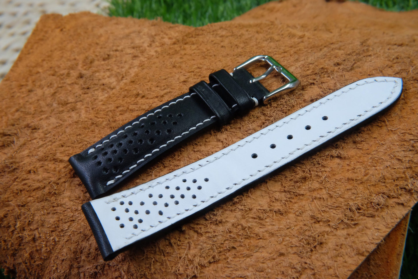 BESPOKE GENUINE BLACK COW LEATHER WATCH STRAP HDLE21