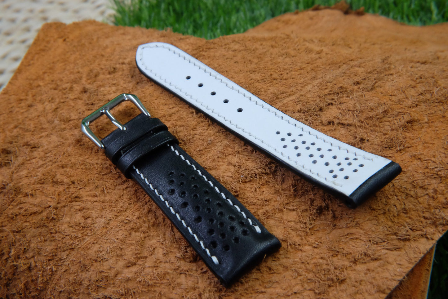 BESPOKE GENUINE BLACK COW LEATHER WATCH STRAP HDLE21