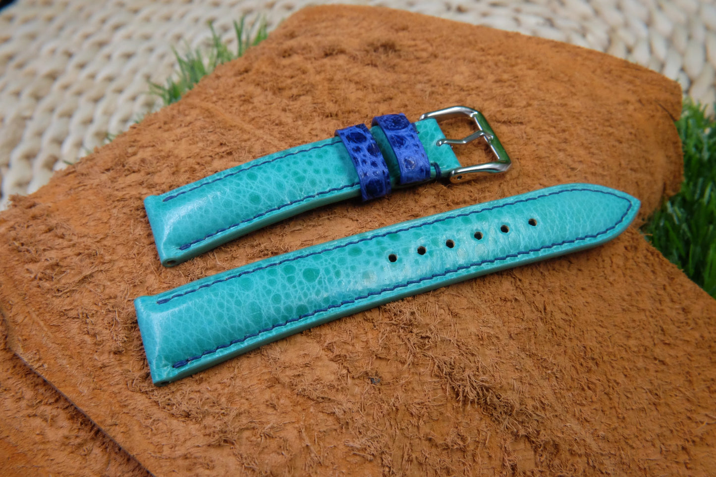 BESPOKE GENUINE BLUE TODD LEATHER WATCH STRAP HDLE20