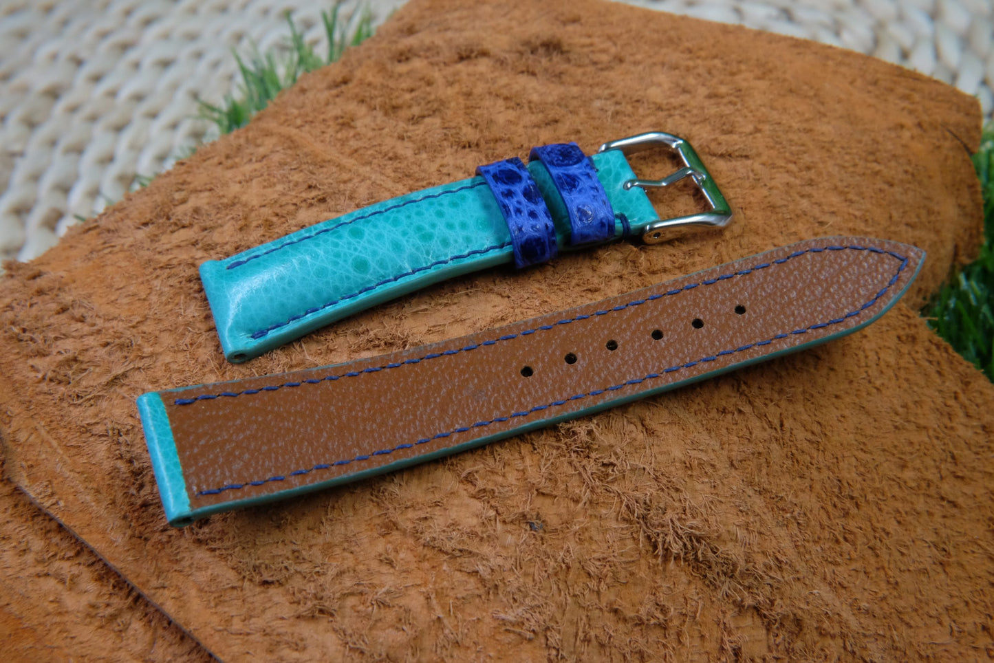 BESPOKE GENUINE BLUE TODD LEATHER WATCH STRAP HDLE20