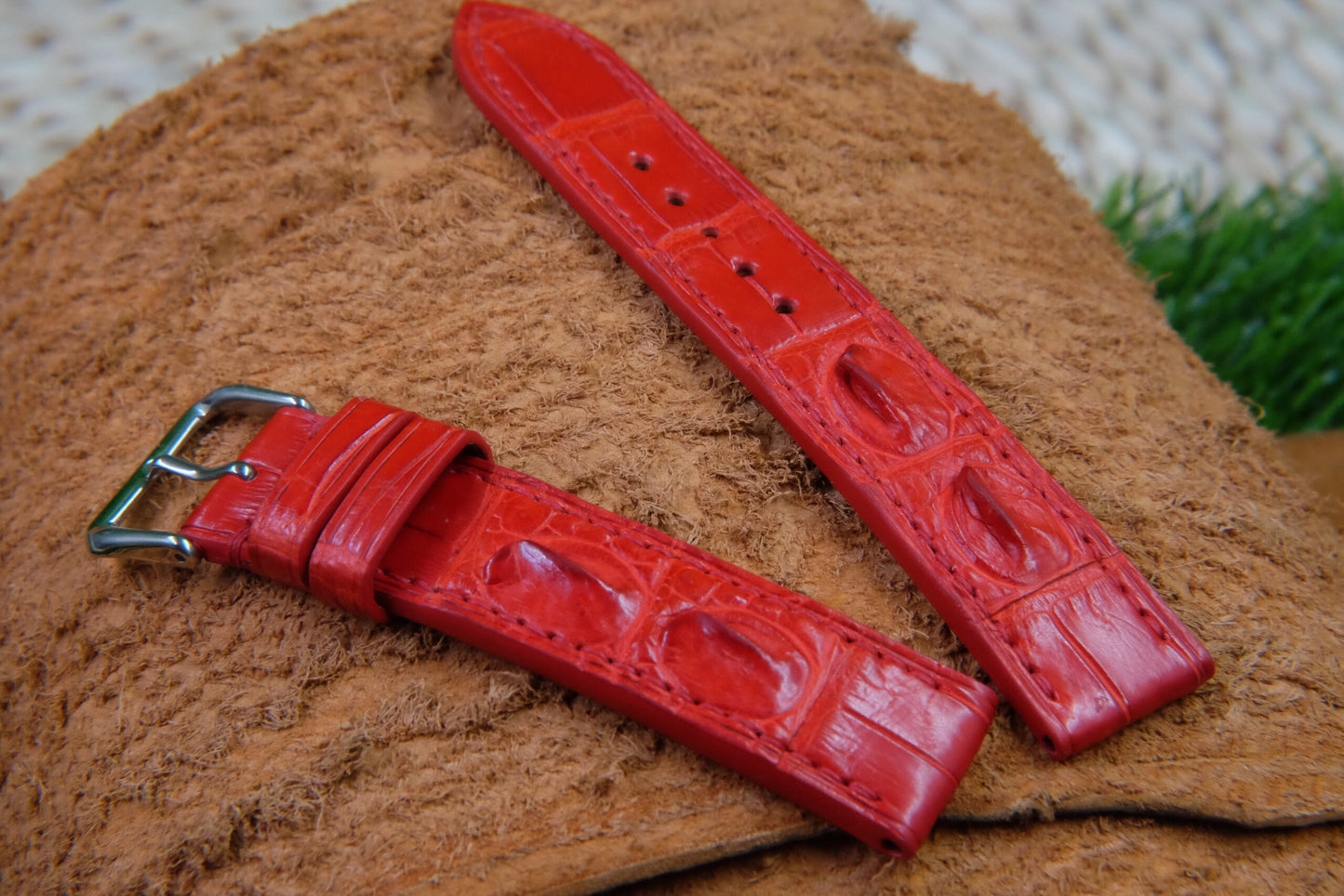 BESPOKE GENUINE RED CROCODILE SKIN LEATHER STRAP HDCS75