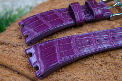 BESPOKE GENUINE DOUBLE SIDE PURPLE CROCODILE SKIN LEATHER STRAP AUDERMAR PIGUET HDCS74