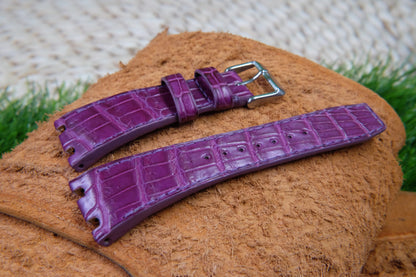 BESPOKE GENUINE DOUBLE SIDE PURPLE CROCODILE SKIN LEATHER STRAP AUDERMAR PIGUET HDCS74