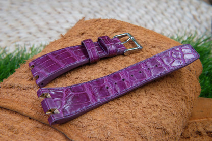 BESPOKE GENUINE DOUBLE SIDE PURPLE CROCODILE SKIN LEATHER STRAP AUDERMAR PIGUET HDCS74