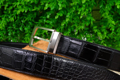 BESPOKE GENUINE BLACK CROCODILE LEATHER MAN BELT HDBE02