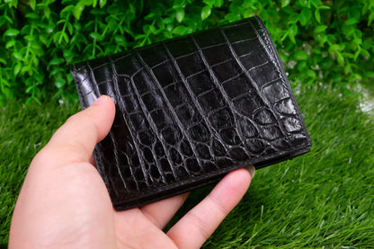 BESPOKE GENUINE BLACK CROCODILE BIFOLD MAN WALLET HDWA41