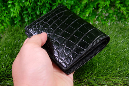 BESPOKE GENUINE BLACK CROCODILE BIFOLD MAN WALLET HDWA41