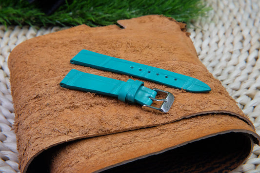 BESPOKE GENUINE BLUE  HENGLONG CROCODILE SKIN LEATHER STRAP HDCS82