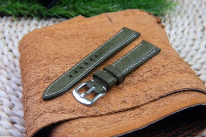 BESPOKE GENUINE OLIVE GREEN COW LEATHER WATCH STRAP HDLE22