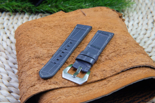 BESPOKE GENUINE GREY CROCODILE SKIN LEATHER STRAP HDCS83