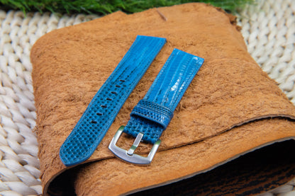 BESPOKE BLUE GENUINE LIZARD LEATHER WATCH STRAP HDLZ14