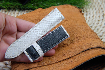 BESPOKE GENUINE WHITE PYTHON SKIN LEATHER STRAP HDPS09