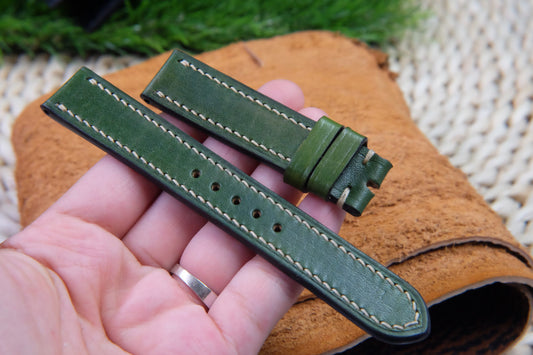 BESPOKE GENUINE GREEN COW LEATHER WATCH STRAP HDLE25