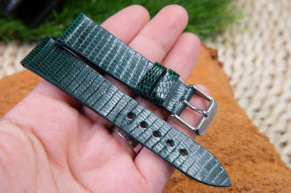 BESPOKE GREEN GENUINE LIZARD LEATHER WATCH STRAP HDLZ09