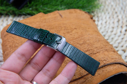 BESPOKE GREEN GENUINE LIZARD LEATHER WATCH STRAP HDLZ09