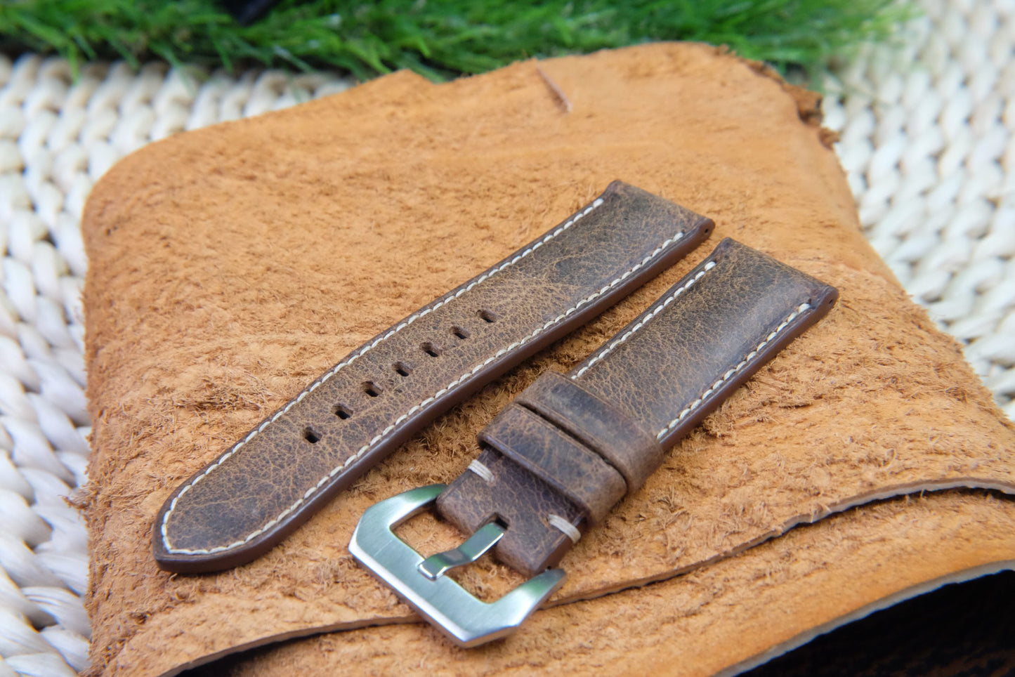 BESPOKE GENUINE BROWN COW LEATHER WATCH STRAP HDLE26