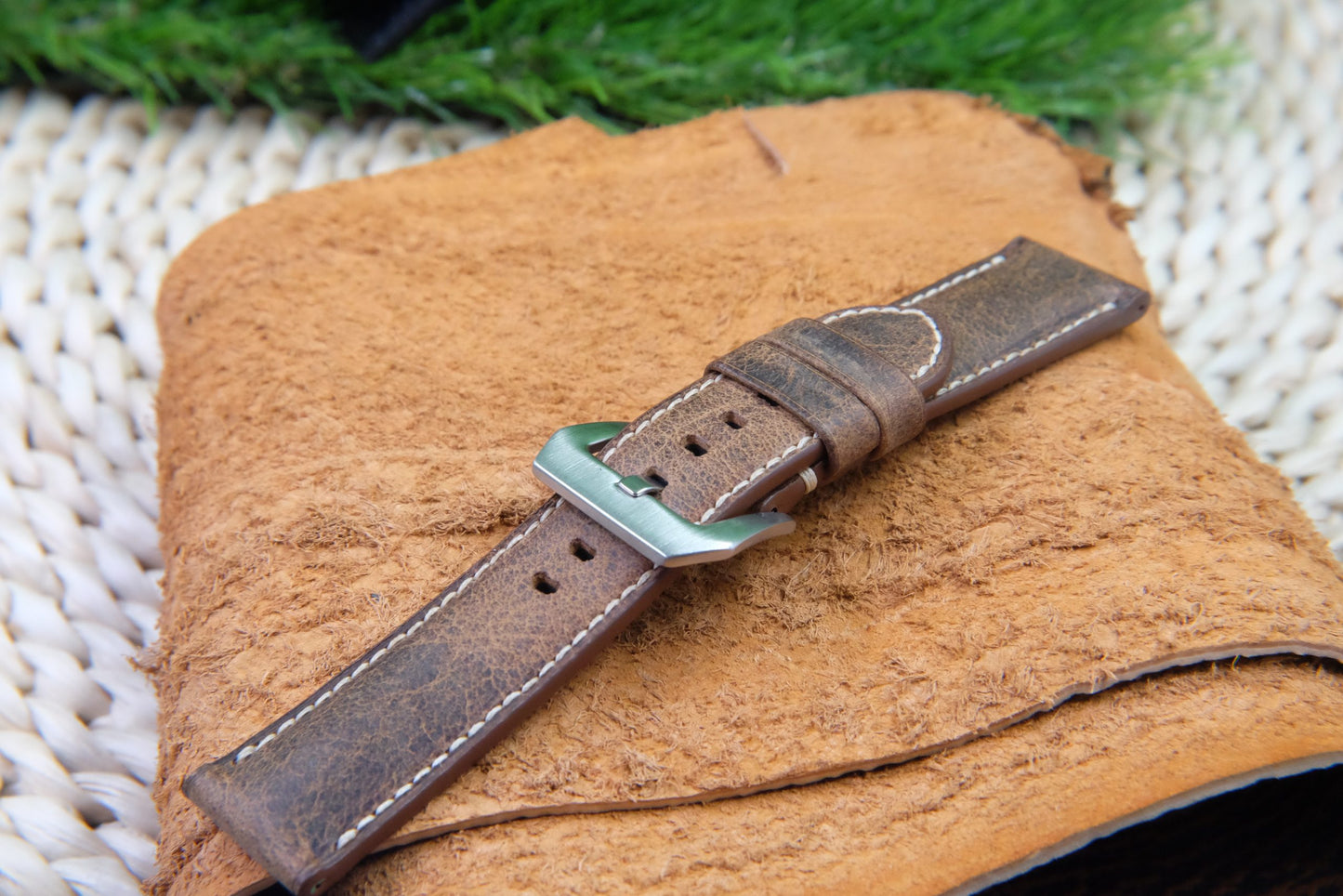 BESPOKE GENUINE BROWN COW LEATHER WATCH STRAP HDLE26