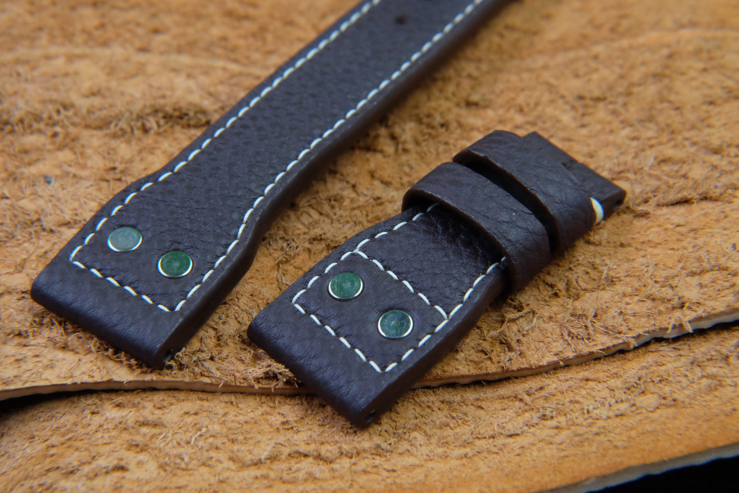 BESPOKE GENUINE BROWN TOGO PILOT FOR IWC LEATHER WATCH STRAP HDLE28