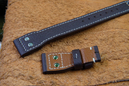 BESPOKE GENUINE BROWN TOGO PILOT FOR IWC LEATHER WATCH STRAP HDLE28