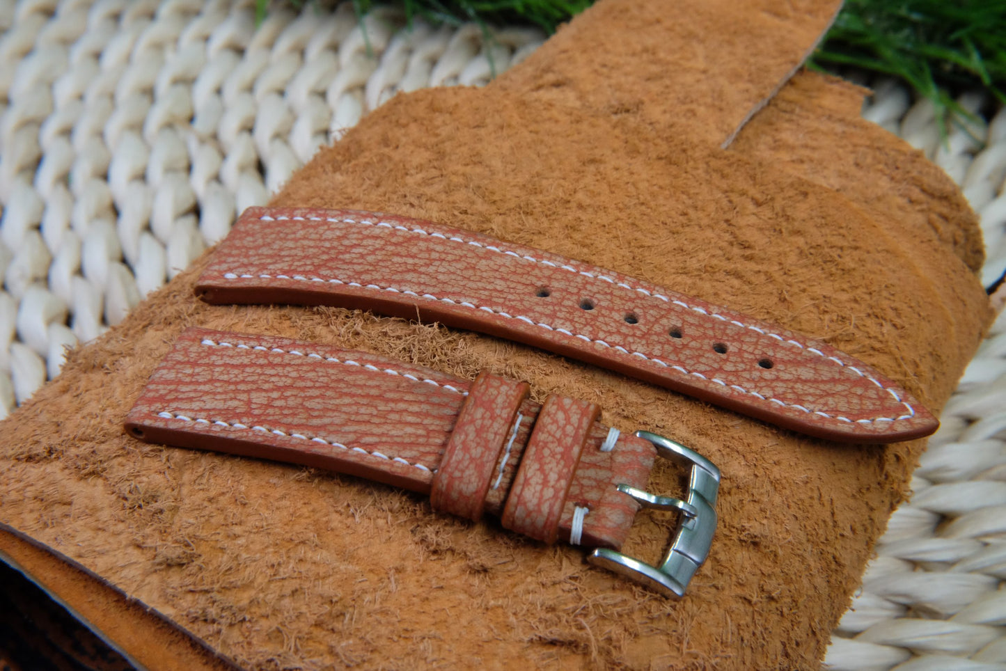 BESPOKE GENUINE ORANGE WILD COW LEATHER WATCH STRAP HDLE29