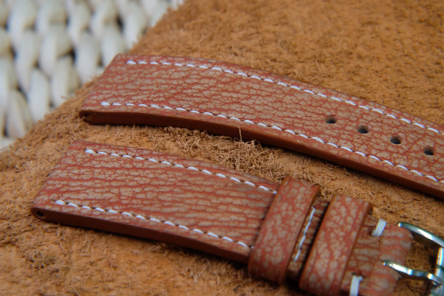 BESPOKE GENUINE ORANGE WILD COW LEATHER WATCH STRAP HDLE29