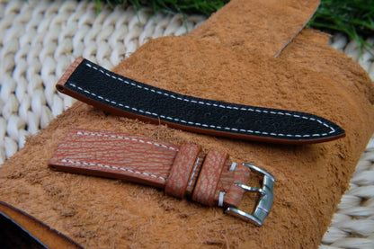 BESPOKE GENUINE ORANGE WILD COW LEATHER WATCH STRAP HDLE29