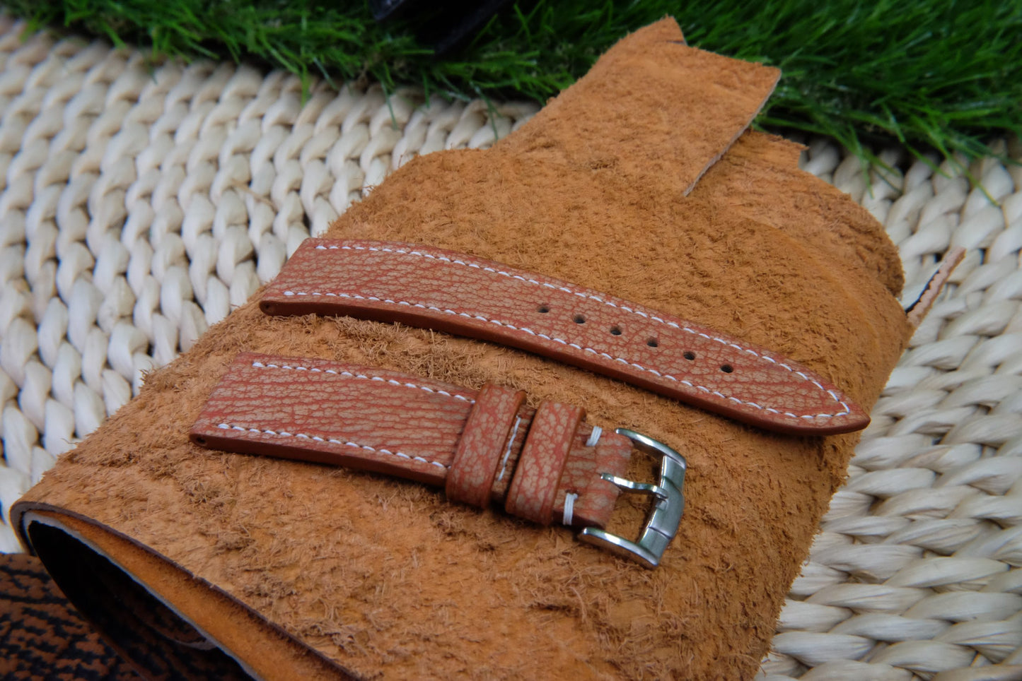 BESPOKE GENUINE ORANGE WILD COW LEATHER WATCH STRAP HDLE29