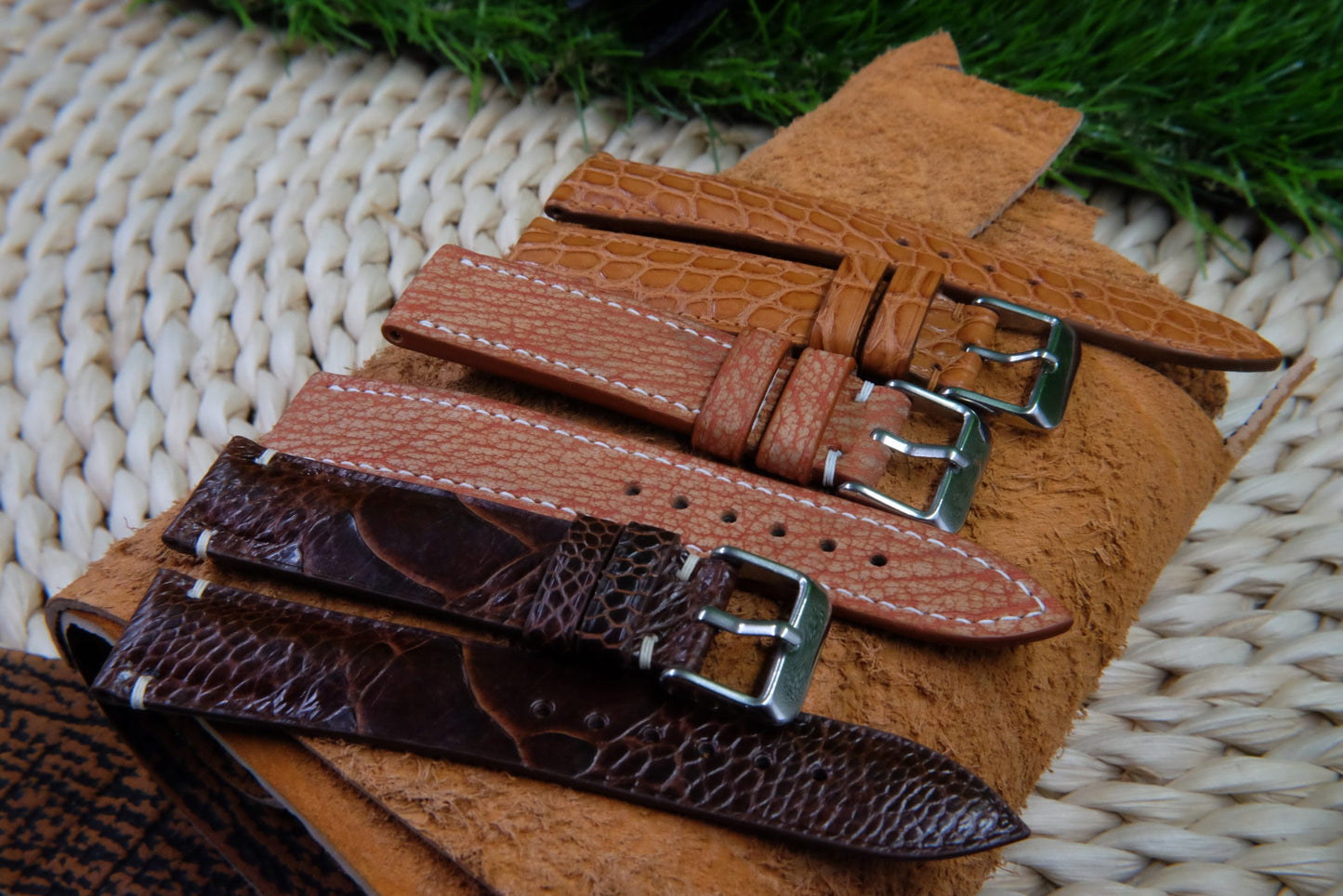 BESPOKE GENUINE ORANGE WILD COW LEATHER WATCH STRAP HDLE29