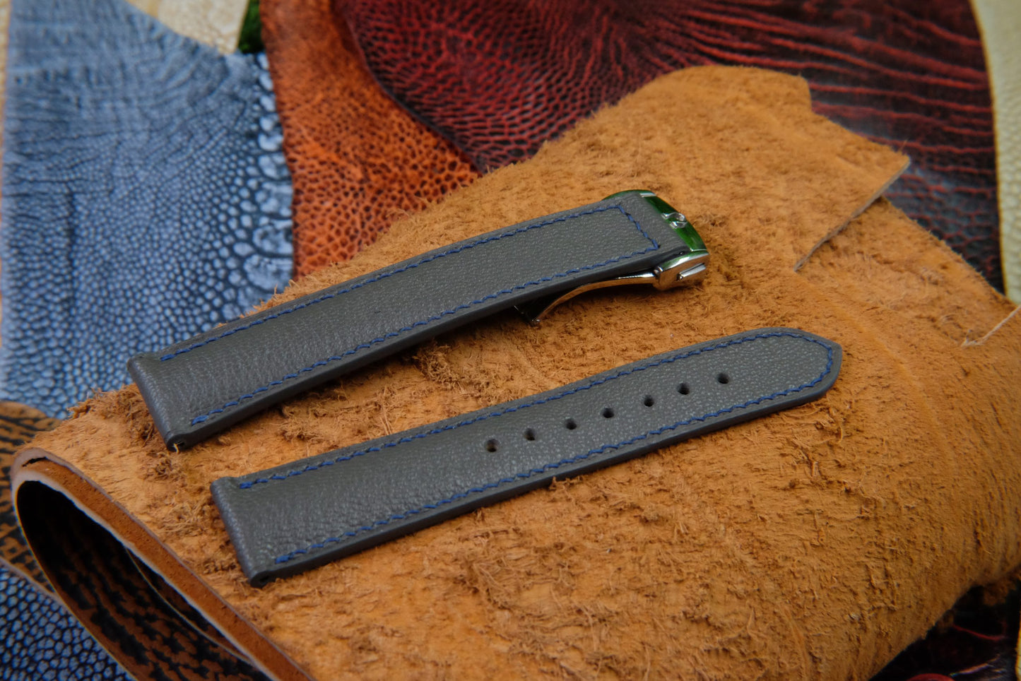 BESPOKE GENUINE GREY ALRAN GOAT LEATHER WATCH STRAP HDLE30