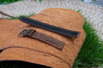 BESPOKE GENUINE BROWN SHARK SKIN LEATHER WATCH STRAP HDSH08