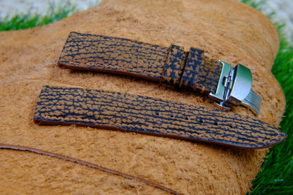 BESPOKE GENUINE BROWN SHARK SKIN LEATHER WATCH STRAP HDSH08