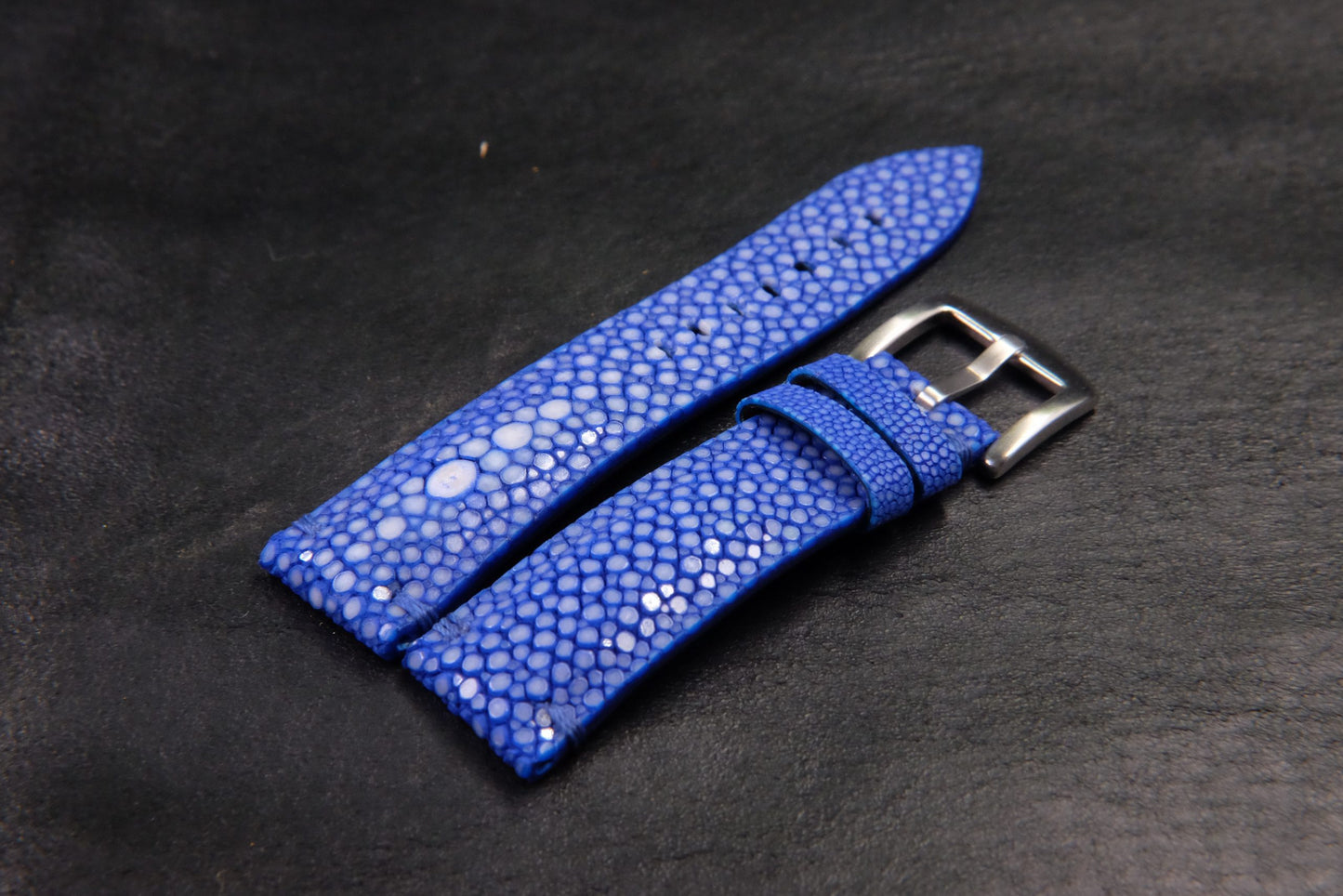 BESPOKE GENUINE SINGLE PEARL BLUE STINGRAY LEATHER WATCH STRAP HDST49